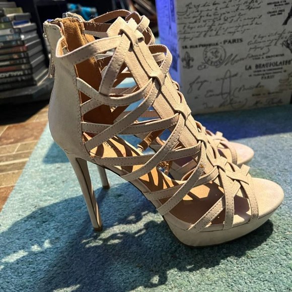 Beige Sandal Style High Heels - Roman Look - Picture 4 of 6
